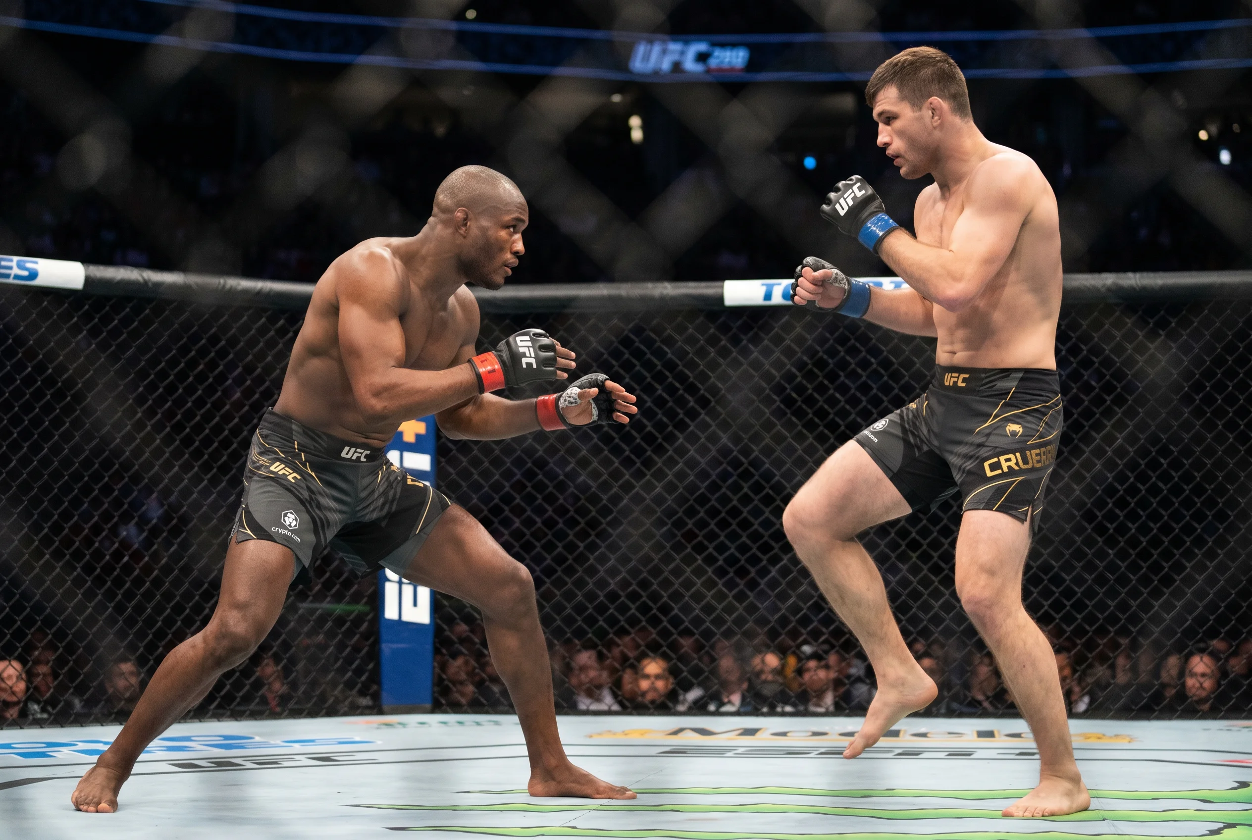UFC-Kampfstil-Analyse mit Grappler und Striker im Octagon gegenüber
